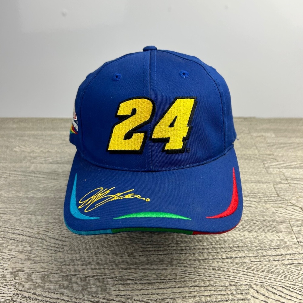 Vintage 90s Jeff Gordon Dupont Racing Hat Cap Snap Back Adjustable Blue Nascar